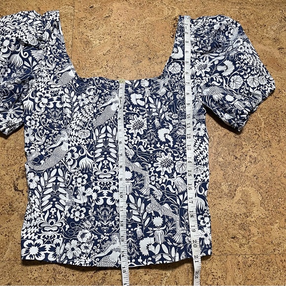 J Crew Puff Sleeve Cotton Poplin Square Neck Mermaid Floral Top NWOT Sz 2 - Picture 11 of 13